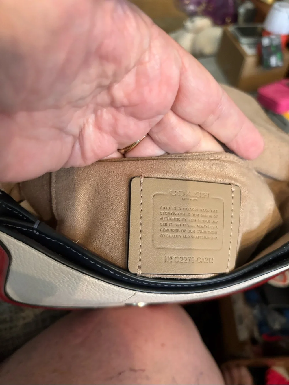 Coach Colorblock Leather Crossbody Bag - Light Blue, White & Red
